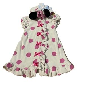 Minnie Mouse Polka Dot Terry Cloth Beach Swim Cover Up Sz 3T White Pink